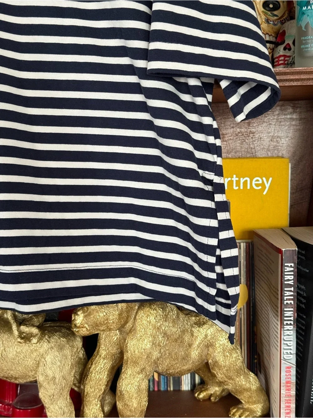 Zara - Boxy Nautical Striped Short-Sleeve Tee - Navy / White - Women’s Large